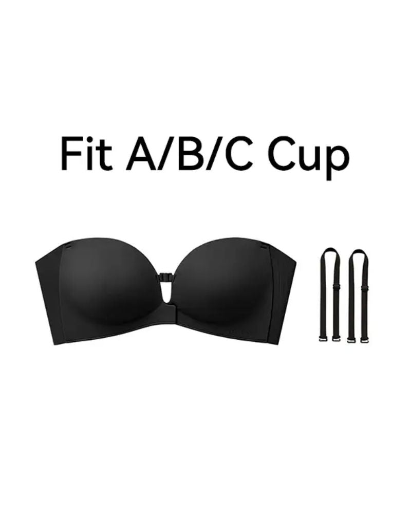 Seamless Front Closure Strapless Push-Up Bra with Removable Straps