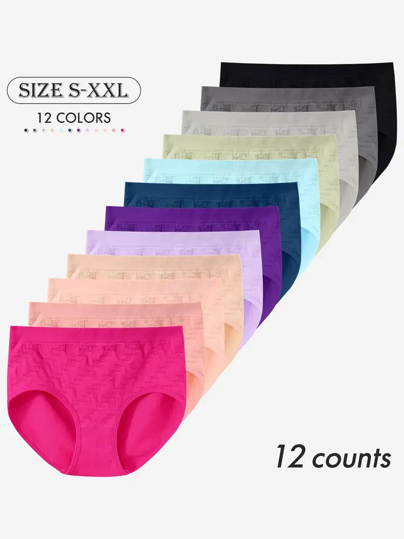 6-Pack Women's Seamless Pure Mid-Waist Triangle Briefs with Crotch