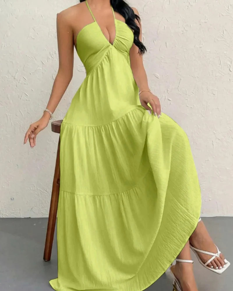 Women's Summer Sleeveless Loose A Line Plain Dress