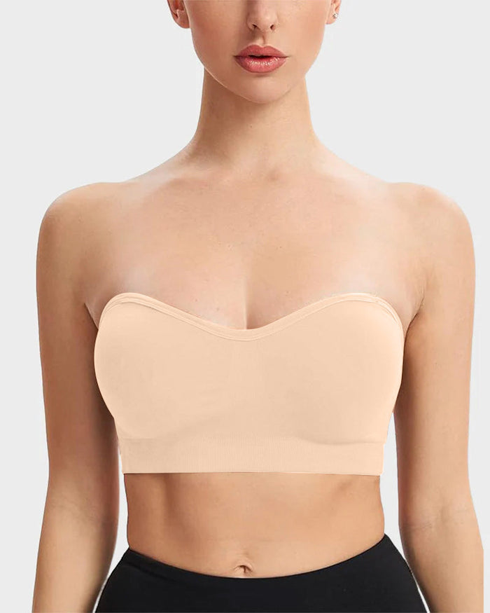 Wireless Strapless Bandeau Bra with Anti‑Slip Silicone Support