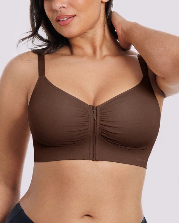 Bare Essentials Skin Flow Front-Zipper Wireless Bra