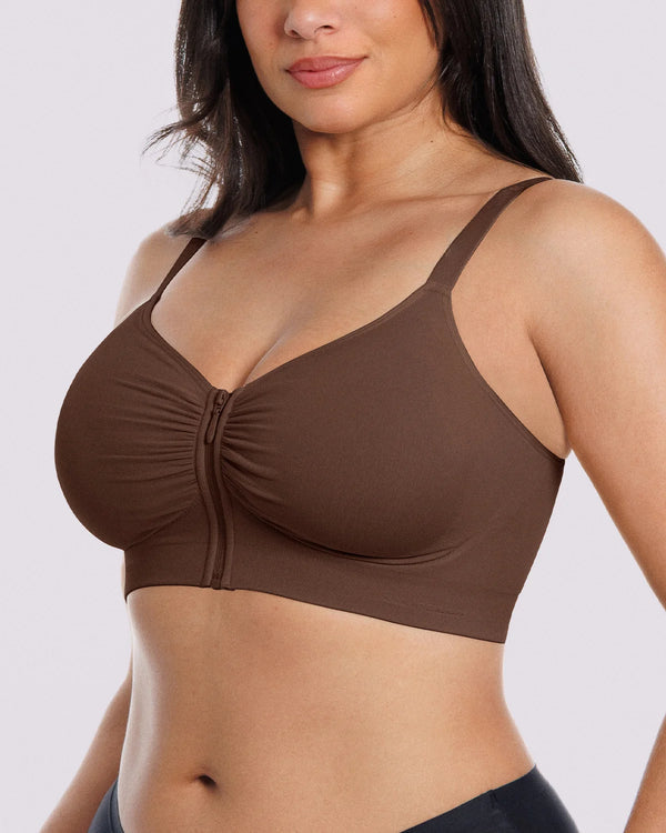 Bare Essentials Skin Flow Front-Zipper Wireless Bra