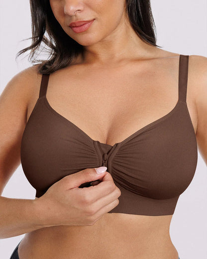 Bare Essentials Skin Flow Front-Zipper Wireless Bra
