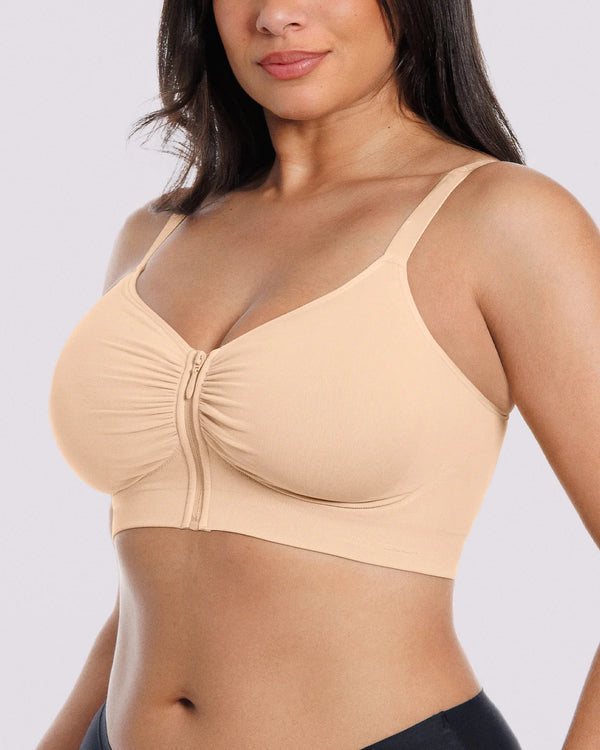 Bare Essentials Skin Flow Front-Zipper Wireless Bra