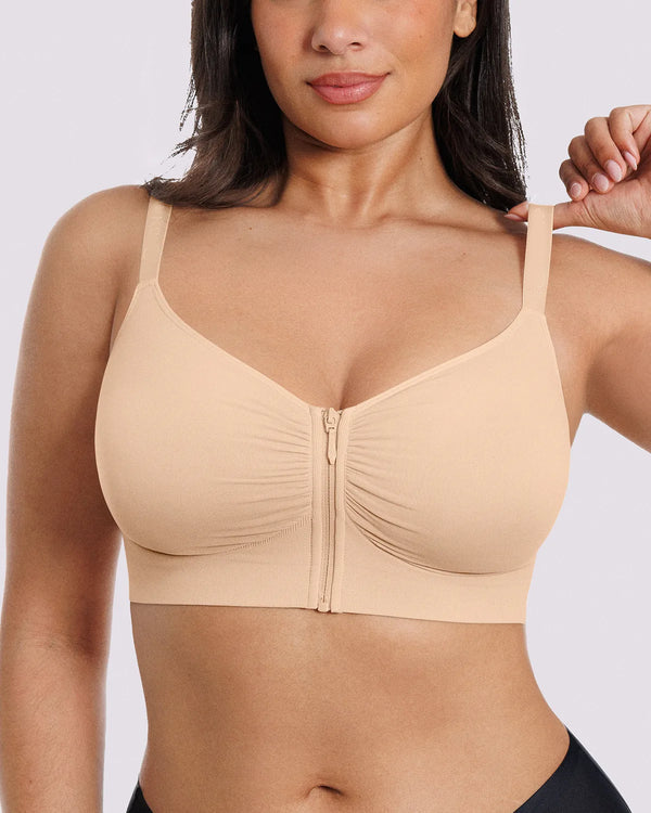 Bare Essentials Skin Flow Front-Zipper Wireless Bra