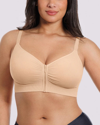 Bare Essentials Skin Flow Front-Zipper Wireless Bra