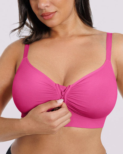 Bare Essentials Skin Flow Front-Zipper Wireless Bra