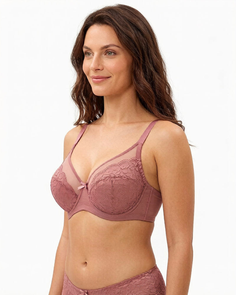 Floral lace shaping plus size bra