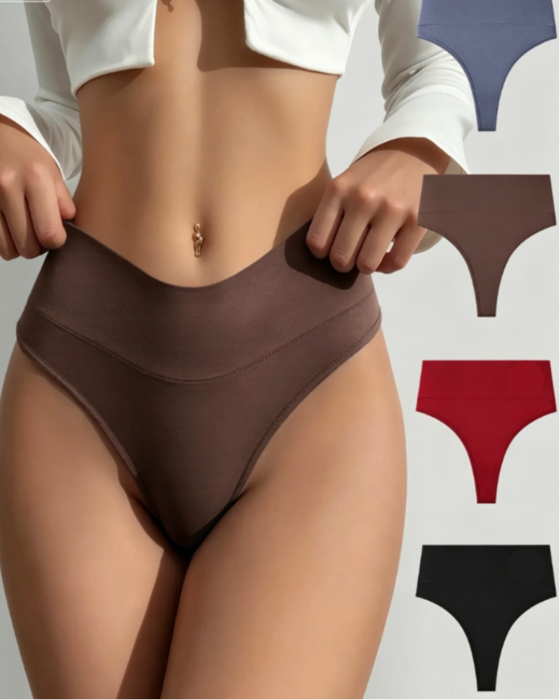 High-waist seamless thongs, tummy control, soft stretch, no-show