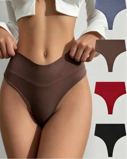 High-waist seamless thongs, tummy control, soft stretch, no-show