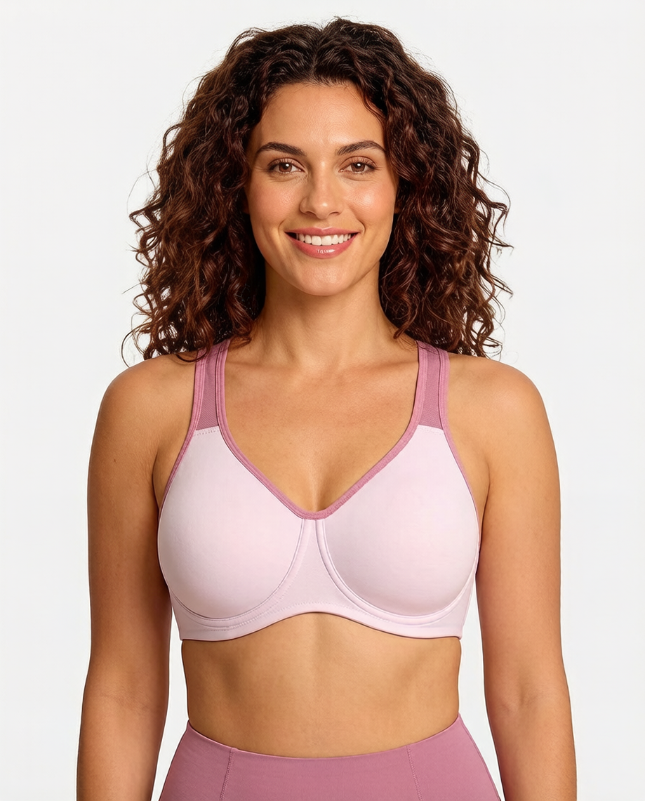 Full Coverage Sports Bra Non Padded Unlined Soft Support Wide Strap Underwire Bra