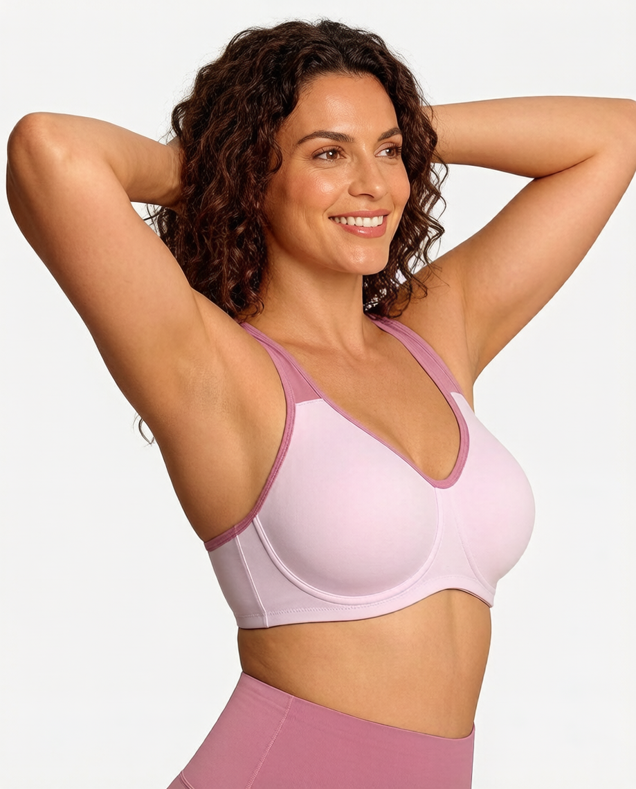Full Coverage Sports Bra Non Padded Unlined Soft Support Wide Strap Underwire Bra