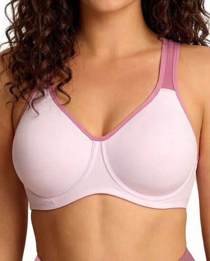 Full Coverage Sports Bra Non Padded Unlined Soft Support Wide Strap Underwire Bra
