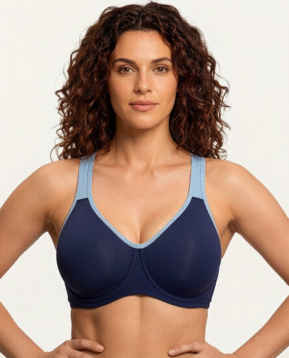 Full Coverage Sports Bra Non Padded Unlined Soft Support Wide Strap Underwire Bra