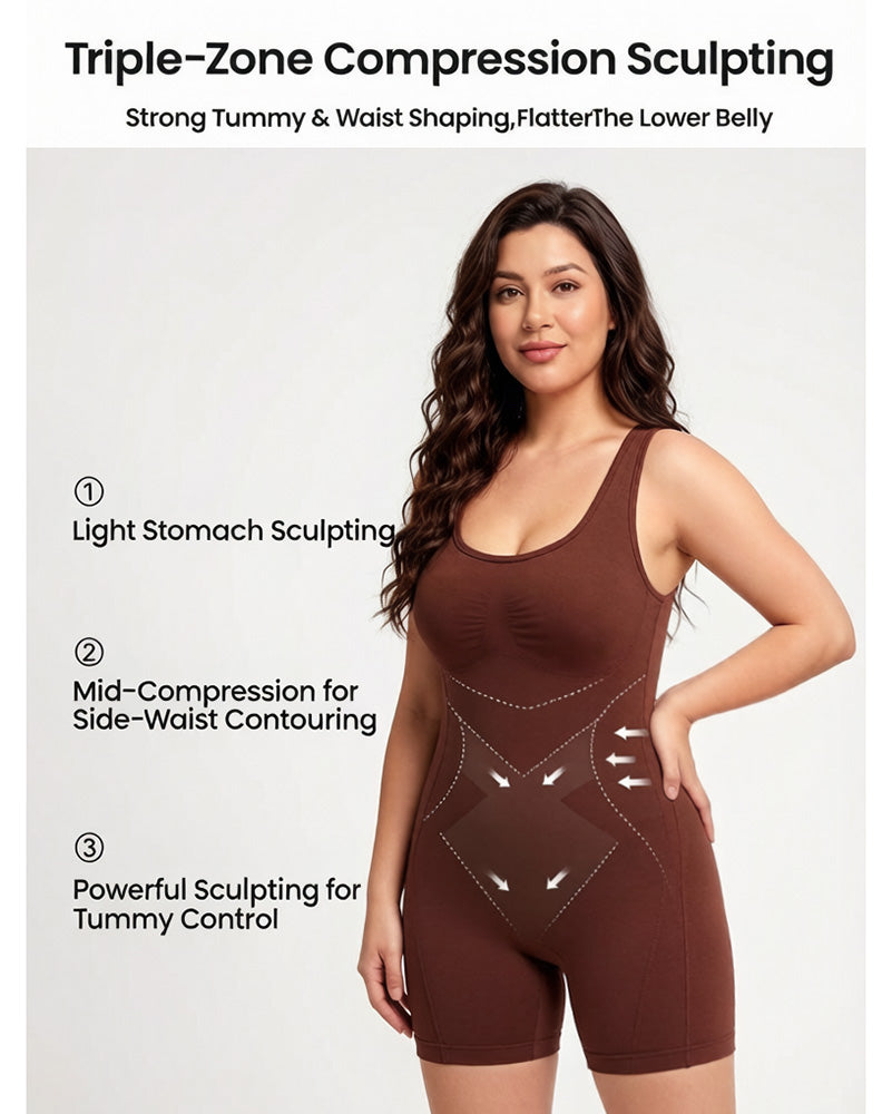 Triple-Zone Compression Drop-Seat Full Body Shaping Bodysuit