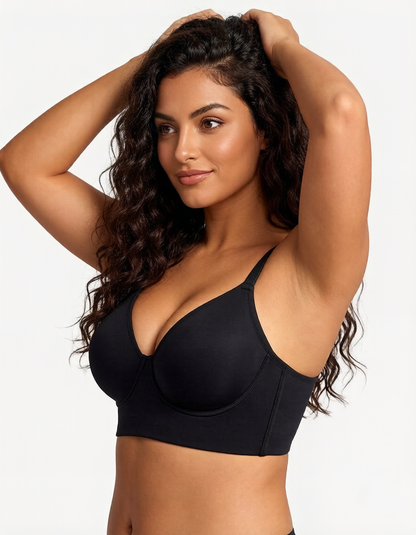 Delia Plus Size Smooth Full-Coverage Longline Support Bra.
