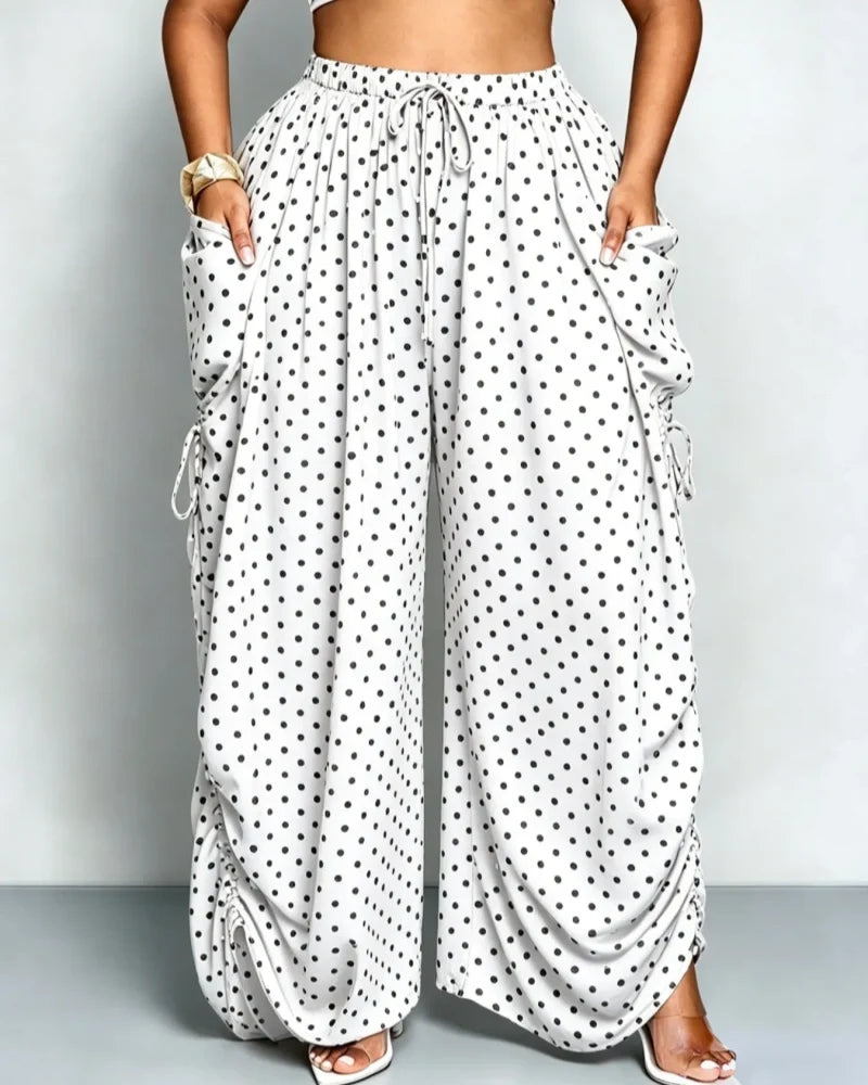Women's Casual Loose-Fit Wide Leg Pants, All-Season Woven Fabric, Daily Commute
