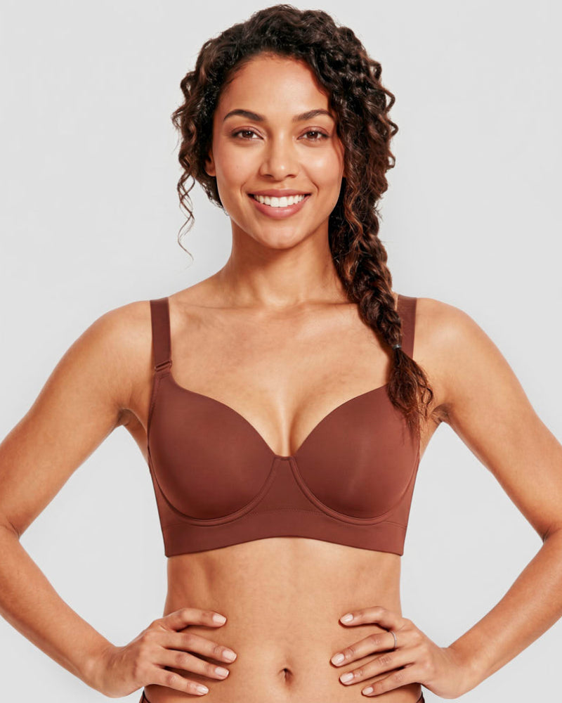 Push-Up Back Smoothing Bra-Brown