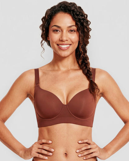 Push-Up Back Smoothing Bra-Brown