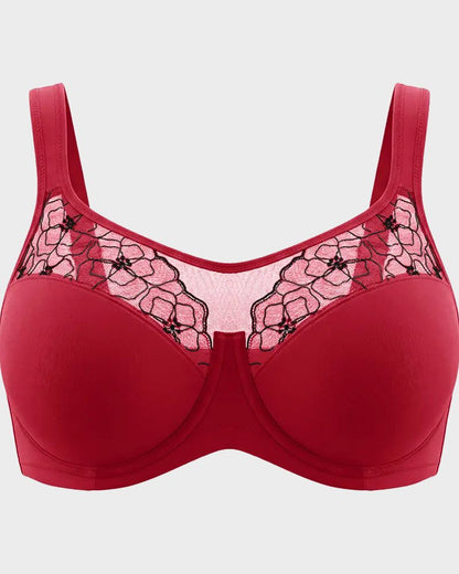 Plus Size Embroidered Full-Coverage Underwire Bra