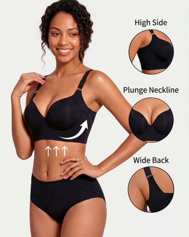 Push-Up Back Smoothing Bra-Brown