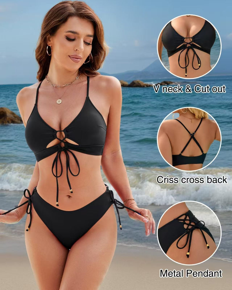 Women’s Cutout String Bikini Set Two Piece Swimsuit Bathing Suit