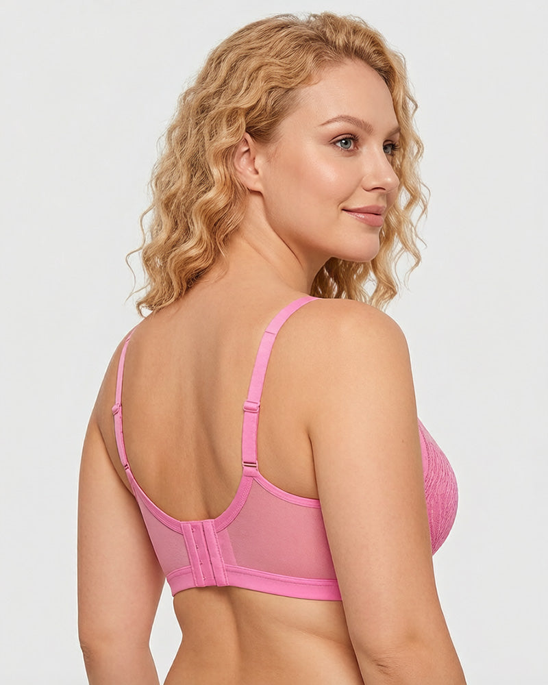Plus Size Lace Mesh Full-Coverage Underwire Bra