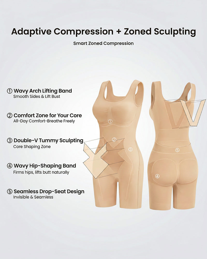 Triple-Zone Compression Drop-Seat Full Body Shaping Bodysuit
