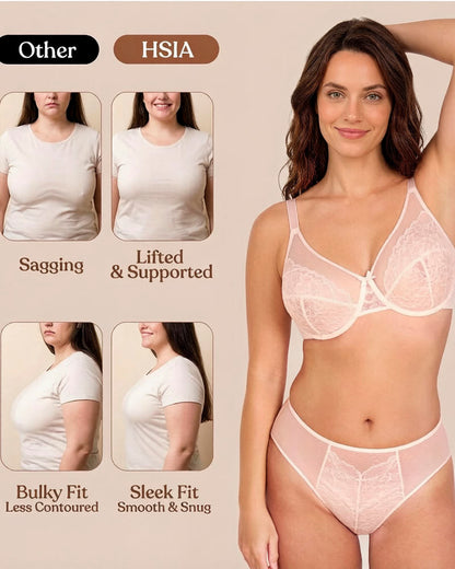 Floral lace shaping plus size bra