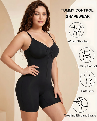 Women's Tummy Control Zip Front Bodysuit