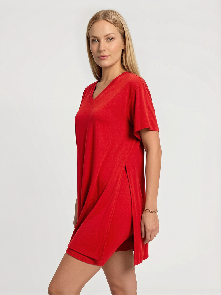 Women Summer Lounge Set Oversized Tee Biker Shorts Reversible Tracksuit