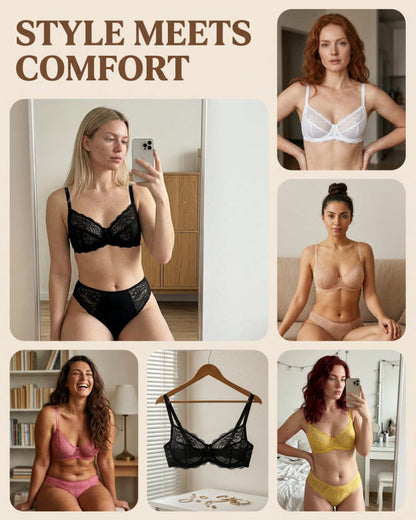 Floral lace shaping plus size bra