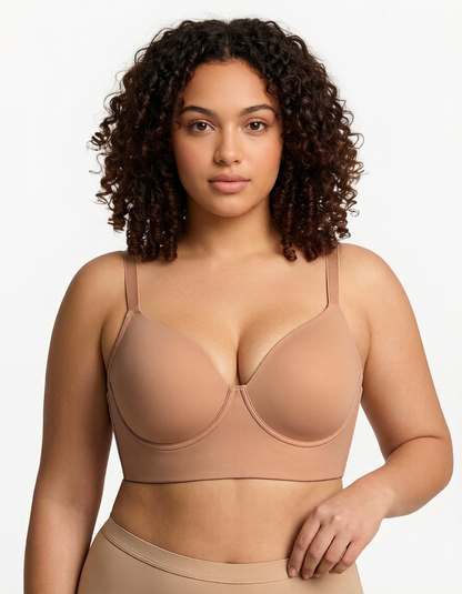 Delia Plus Size Smooth Full-Coverage Longline Support Bra.