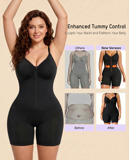 Women's High Elastic Zipper Adjustable Straps Breathable Mesh Design Tummy Control Body Shaper