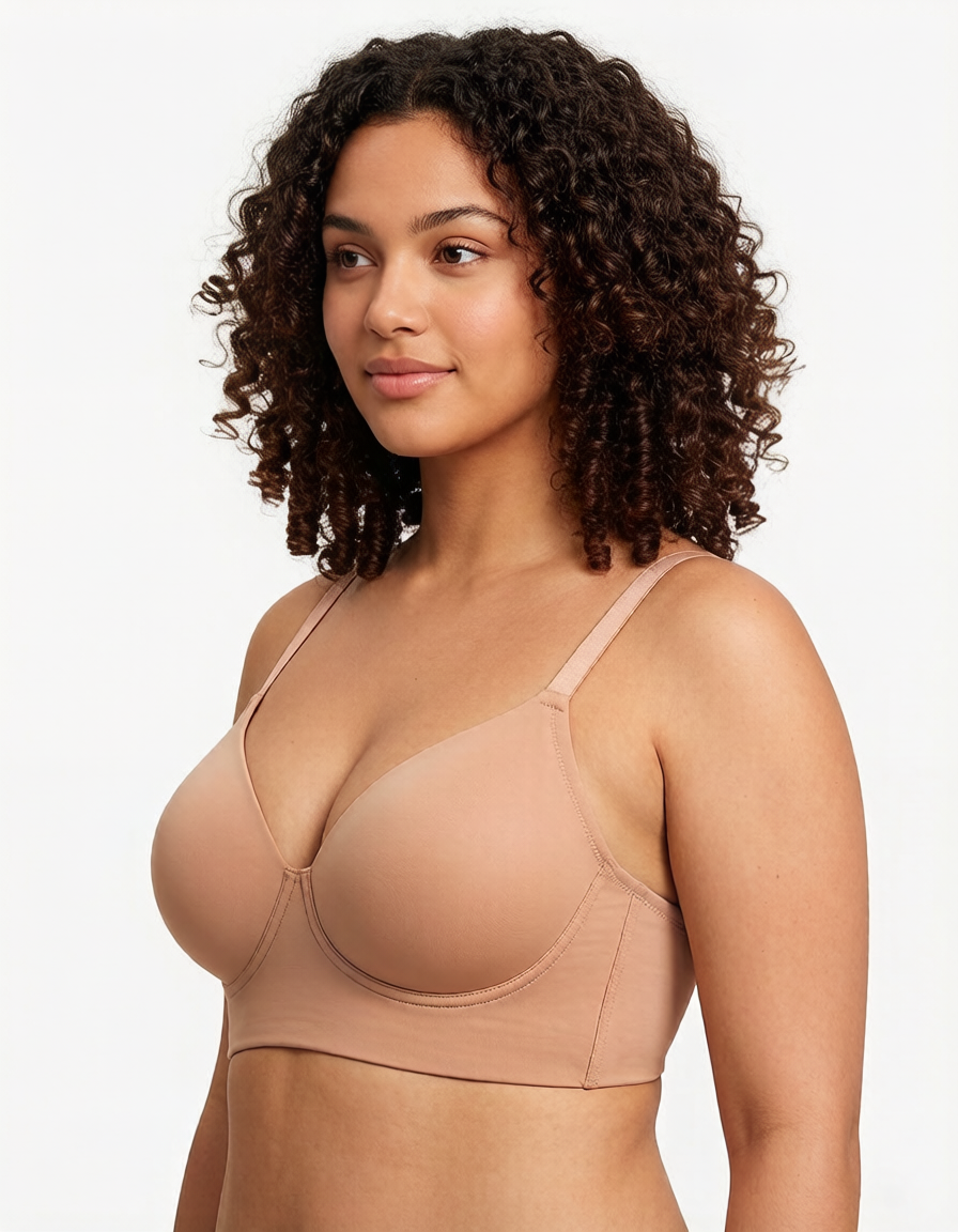 Delia Plus Size Smooth Full-Coverage Longline Support Bra.