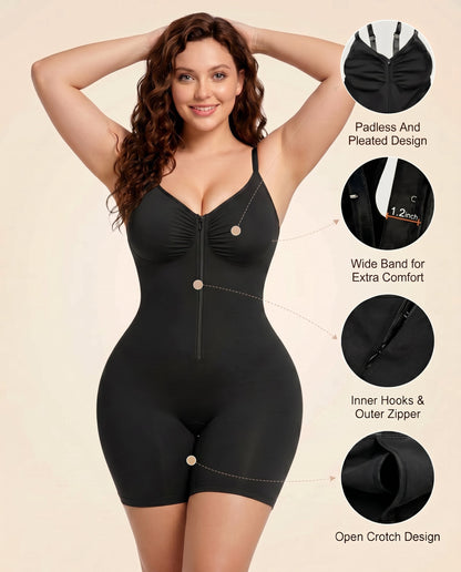 Women's Tummy Control Zip Front Bodysuit
