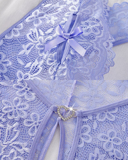 Bridal Whisper Halter Lace Crotchless Teddy