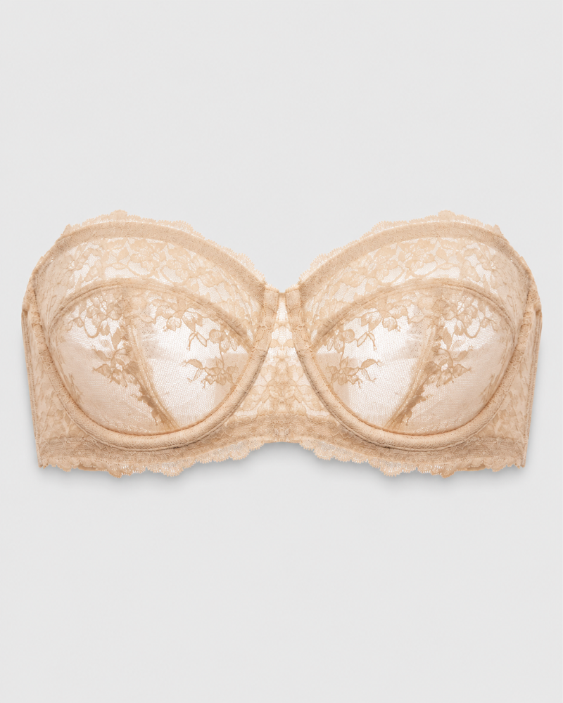Lace Strapless See-Through Plus Size Convertible Underwire Bra