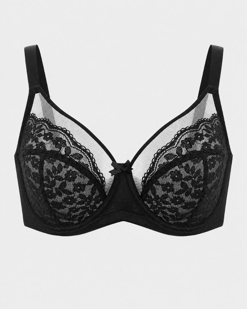 Plus Size Floral Lace Minimizer Underwire Bra