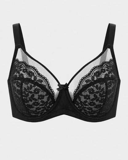 Plus Size Floral Lace Minimizer Underwire Bra