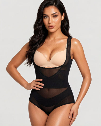 Open Bust Cross Compression Body Shaper