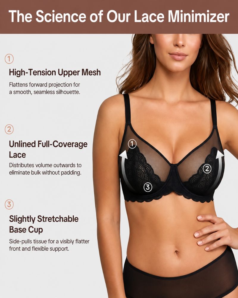 Plus Size Mermaid Lace Minimizer Underwire Bra