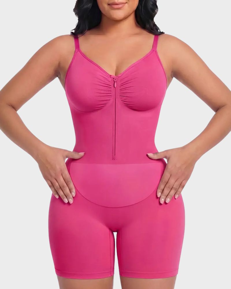 Zip-Up Tummy Control Shaping Bodysuit