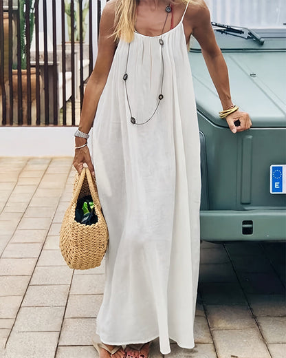Women’s Elegant Solid Color Backless Slip Dress