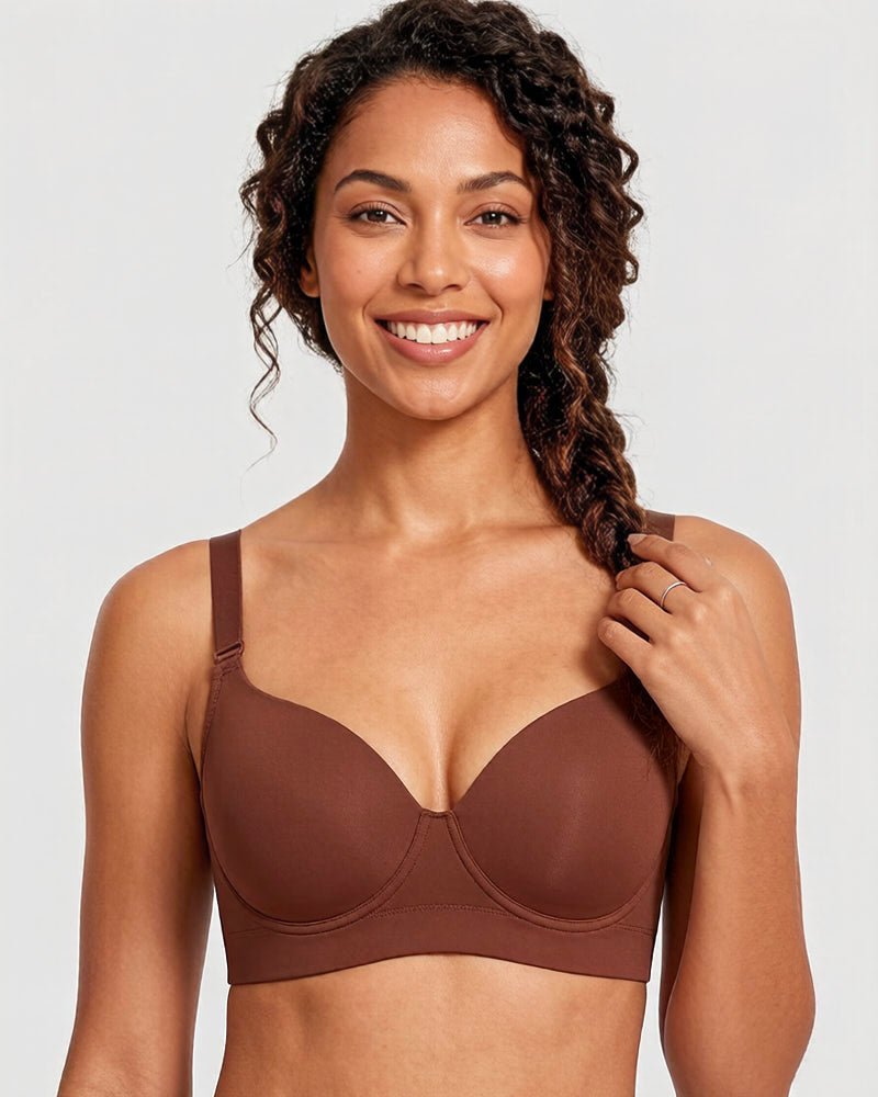 Push-Up Back Smoothing Bra-Brown