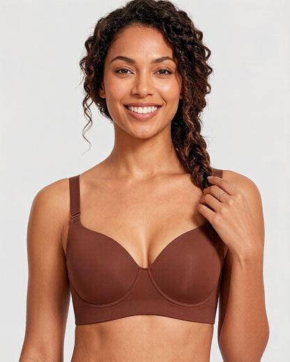 Push-Up Back Smoothing Bra-Brown