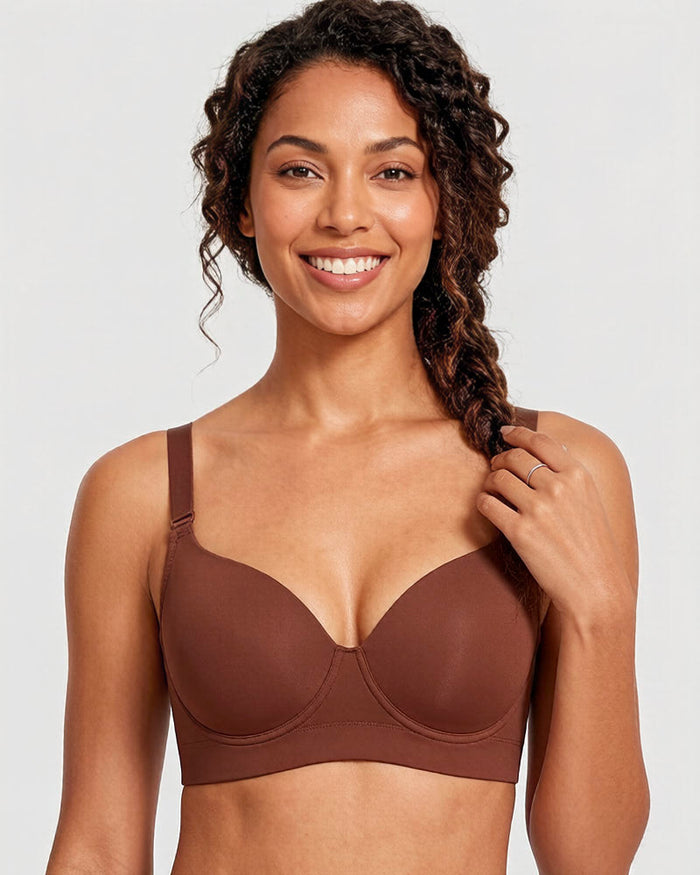 Push-Up Back Smoothing Bra-Brown
