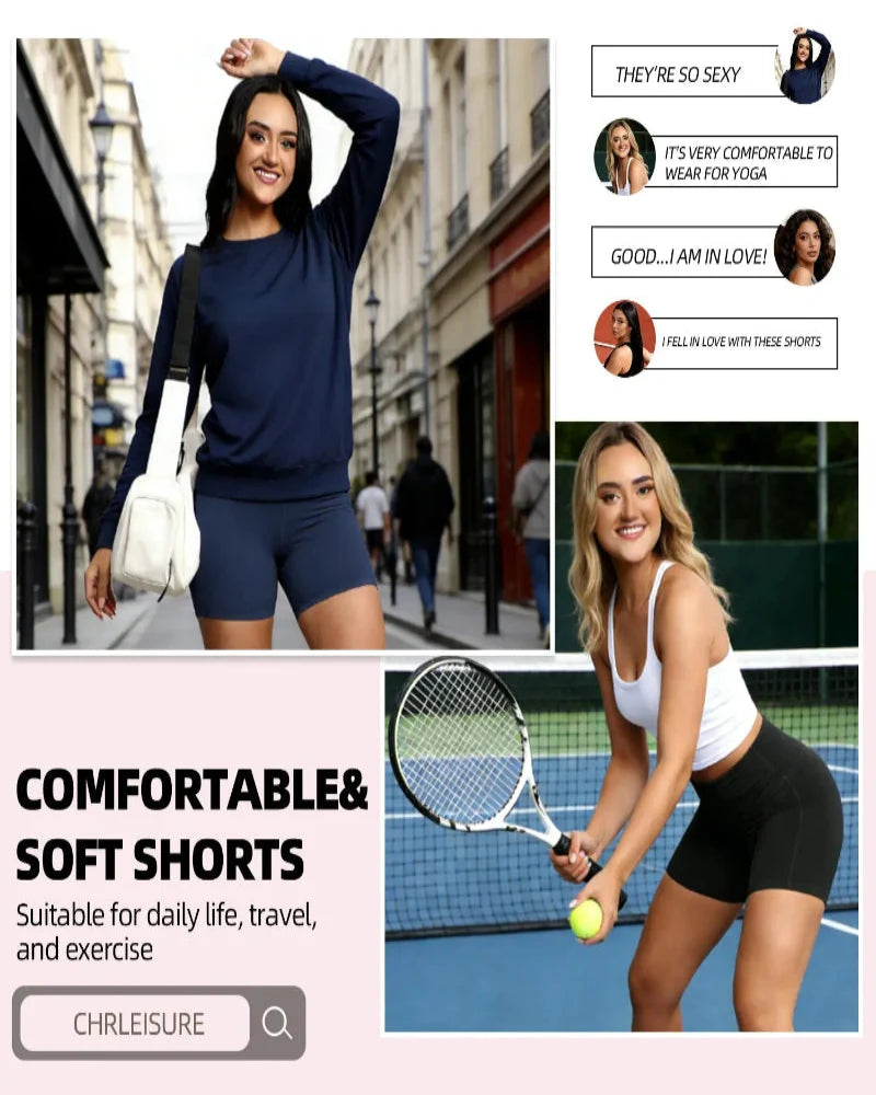 High-Waisted Tummy Control Athletic Shorts with Side Pockets