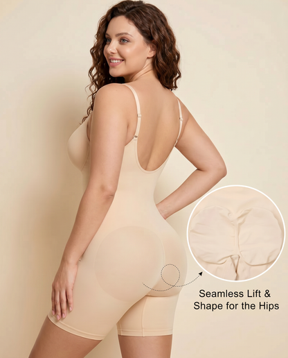 Women's High Elastic Zipper Adjustable Straps Breathable Mesh Design Tummy Control Body Shaper