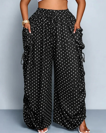 Women's Casual Loose-Fit Wide Leg Pants, All-Season Woven Fabric, Daily Commute